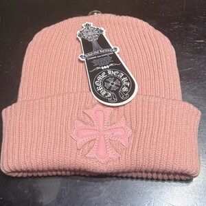Pink Unisex Cromo Hearts Knit Beanie